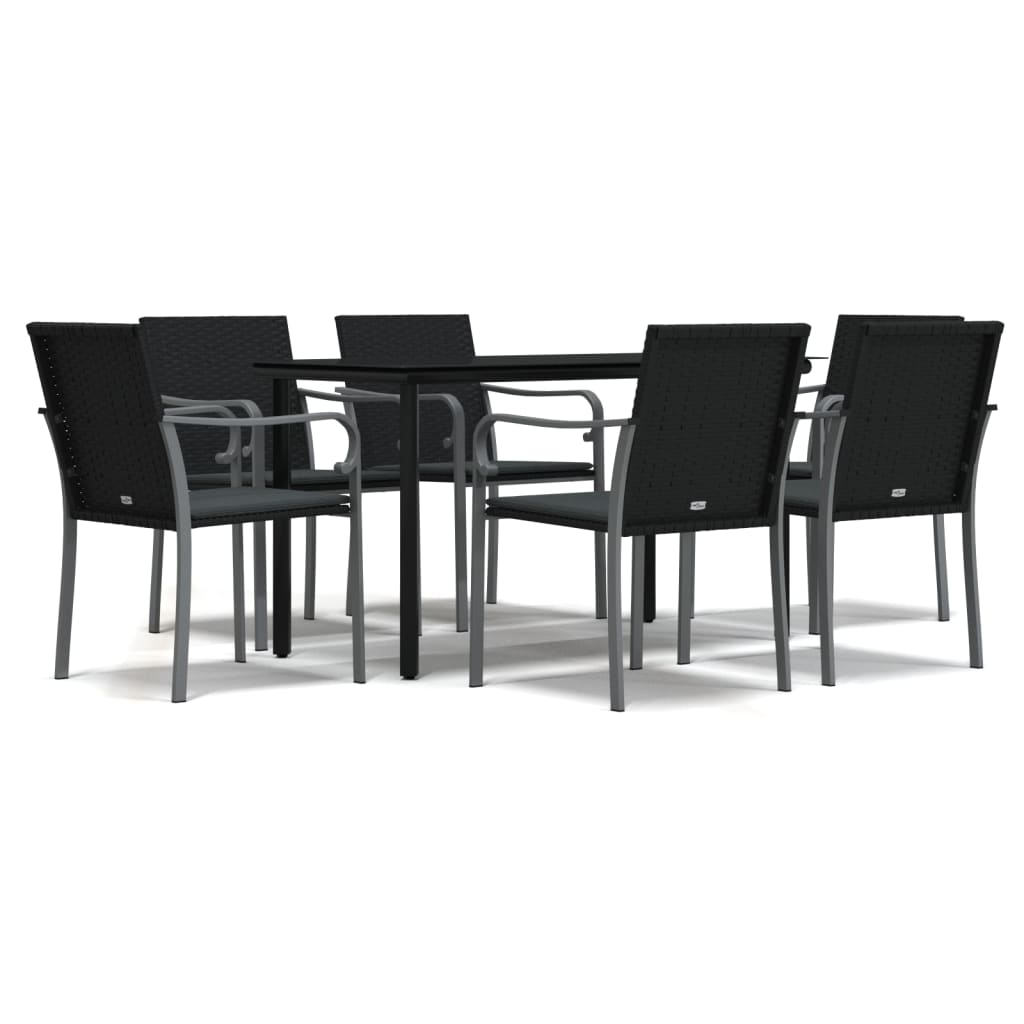 Set Pranzo da Giardino 7 pz con Cuscini in Polyrattan e Acciaio - homemem39