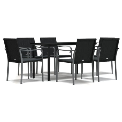 Set Pranzo da Giardino 7 pz con Cuscini in Polyrattan e Acciaio - homemem39