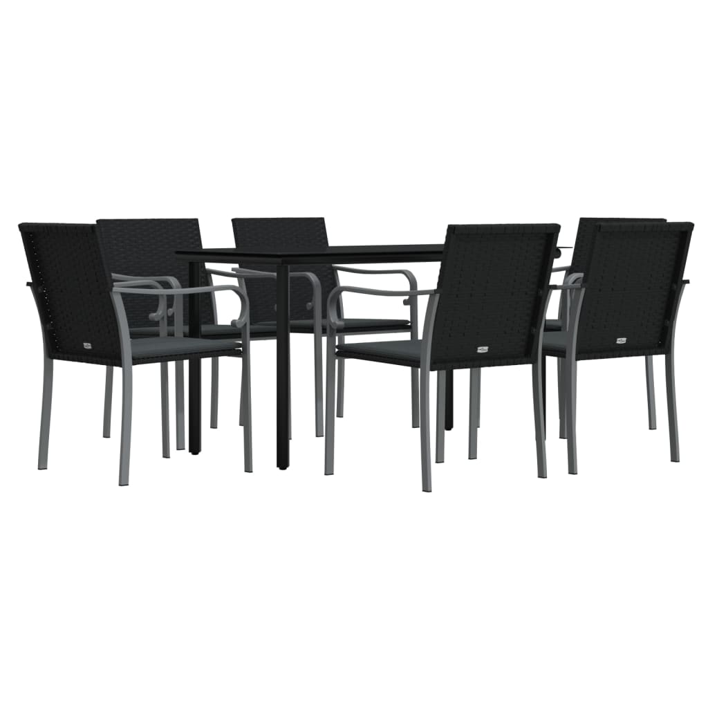 Set Pranzo da Giardino 7 pz con Cuscini in Polyrattan e Acciaio - homemem39