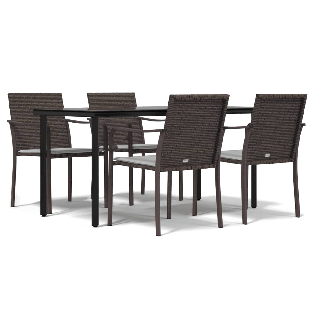 Set Pranzo da Giardino 5pz con Cuscini in Polyrattan e Acciaio - homemem39