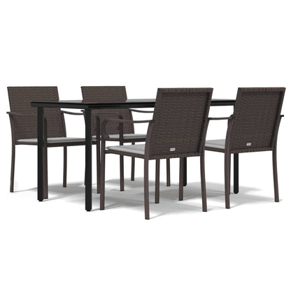 Set Pranzo da Giardino 5pz con Cuscini in Polyrattan e Acciaio - homemem39