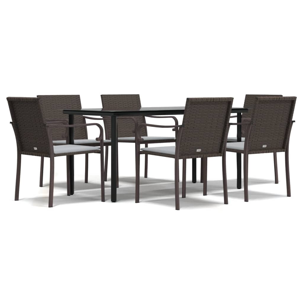 Set Pranzo da Giardino 7 pz con Cuscini in Polyrattan e Acciaio - homemem39