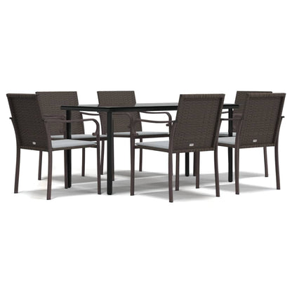 Set Pranzo da Giardino 7 pz con Cuscini in Polyrattan e Acciaio - homemem39