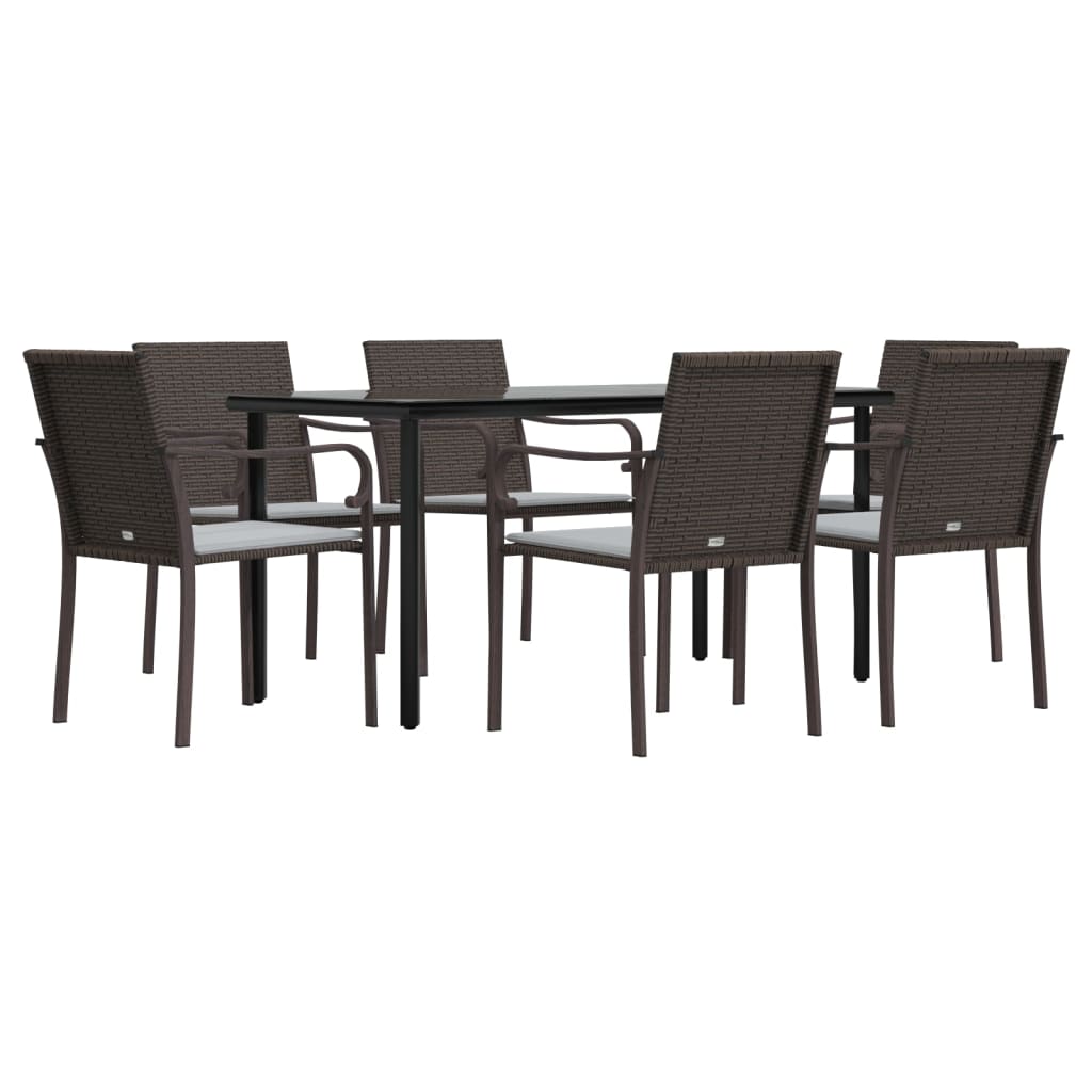 Set Pranzo da Giardino 7 pz con Cuscini in Polyrattan e Acciaio - homemem39