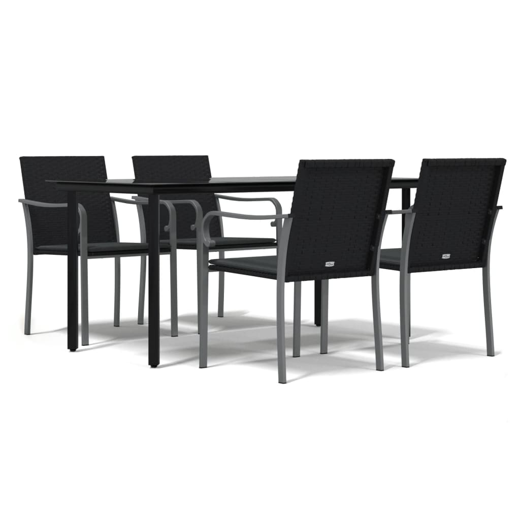 Set Pranzo da Giardino 5pz con Cuscini in Polyrattan e Acciaio - homemem39