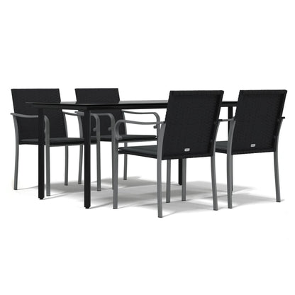 Set Pranzo da Giardino 5pz con Cuscini in Polyrattan e Acciaio - homemem39