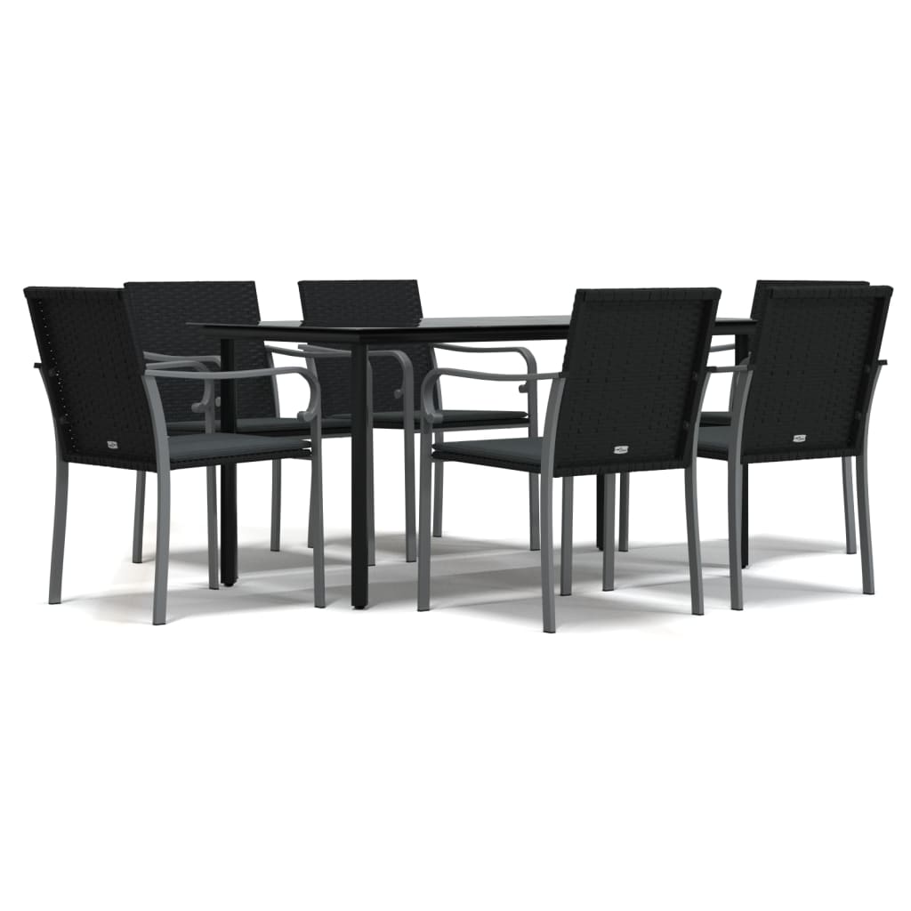 Set Pranzo da Giardino 7 pz con Cuscini in Polyrattan e Acciaio - homemem39