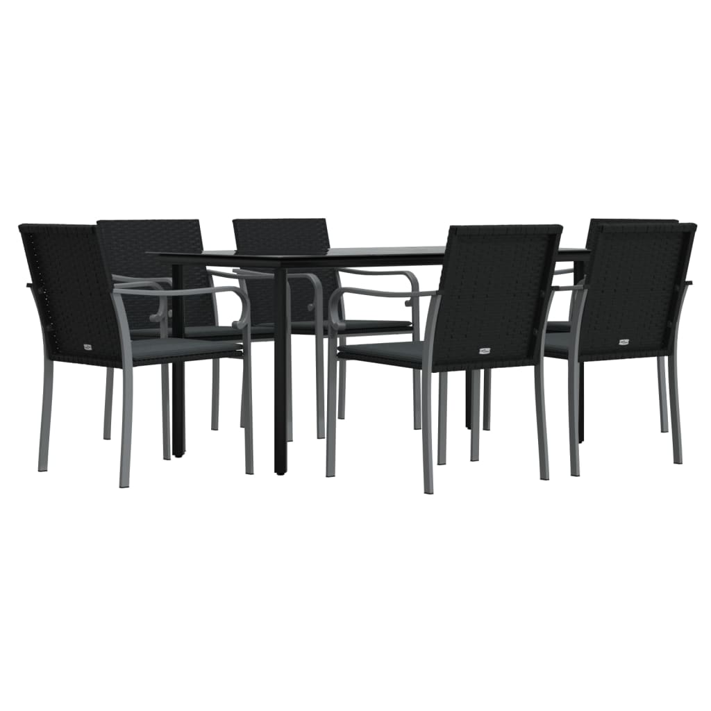 Set Pranzo da Giardino 7 pz con Cuscini in Polyrattan e Acciaio - homemem39