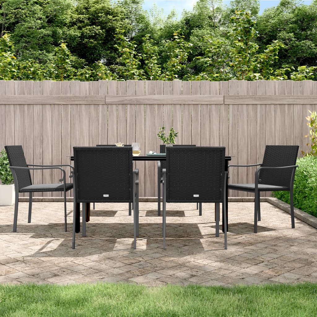Set Pranzo da Giardino 7 pz con Cuscini in Polyrattan e Acciaio - homemem39