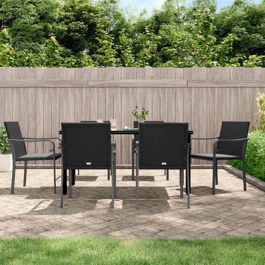 Set Pranzo da Giardino 7 pz con Cuscini in Polyrattan e Acciaio - homemem39