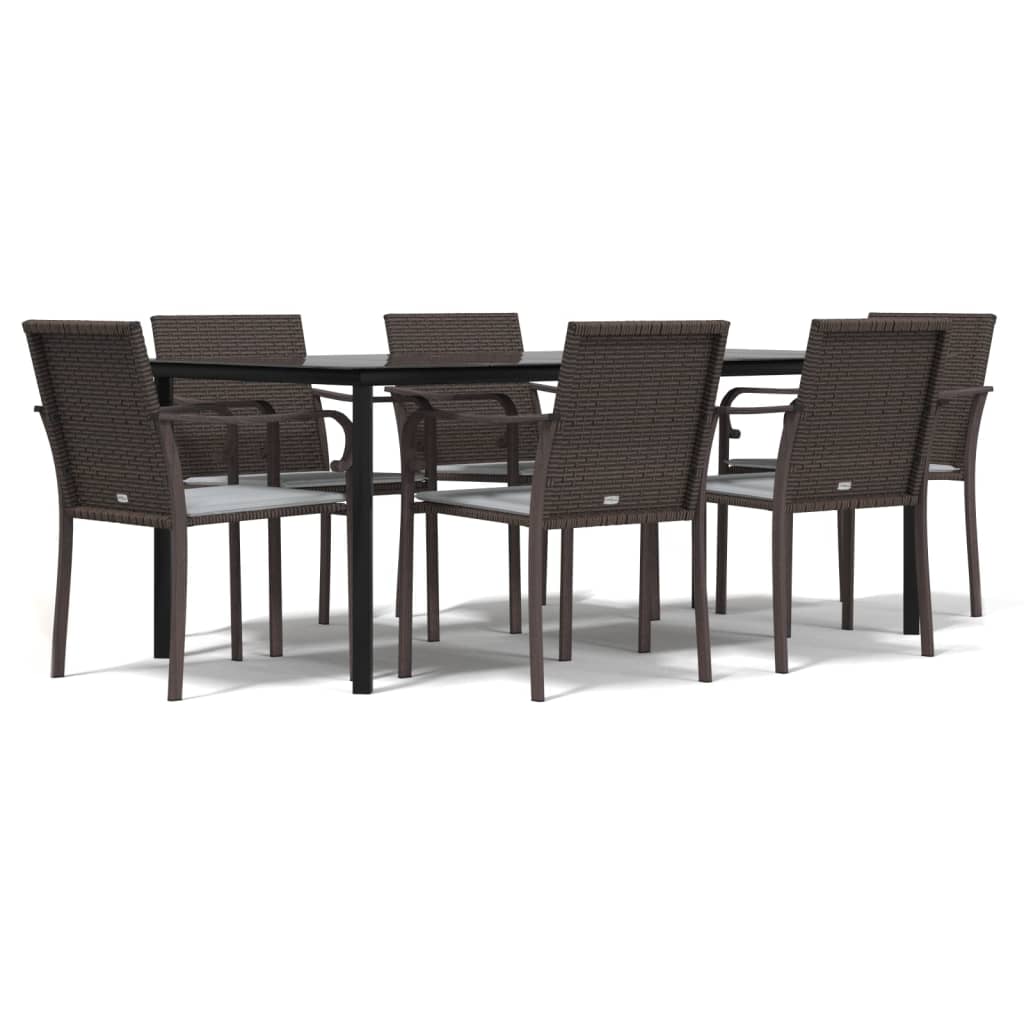 Set Pranzo da Giardino 7 pz con Cuscini in Polyrattan e Acciaio - homemem39