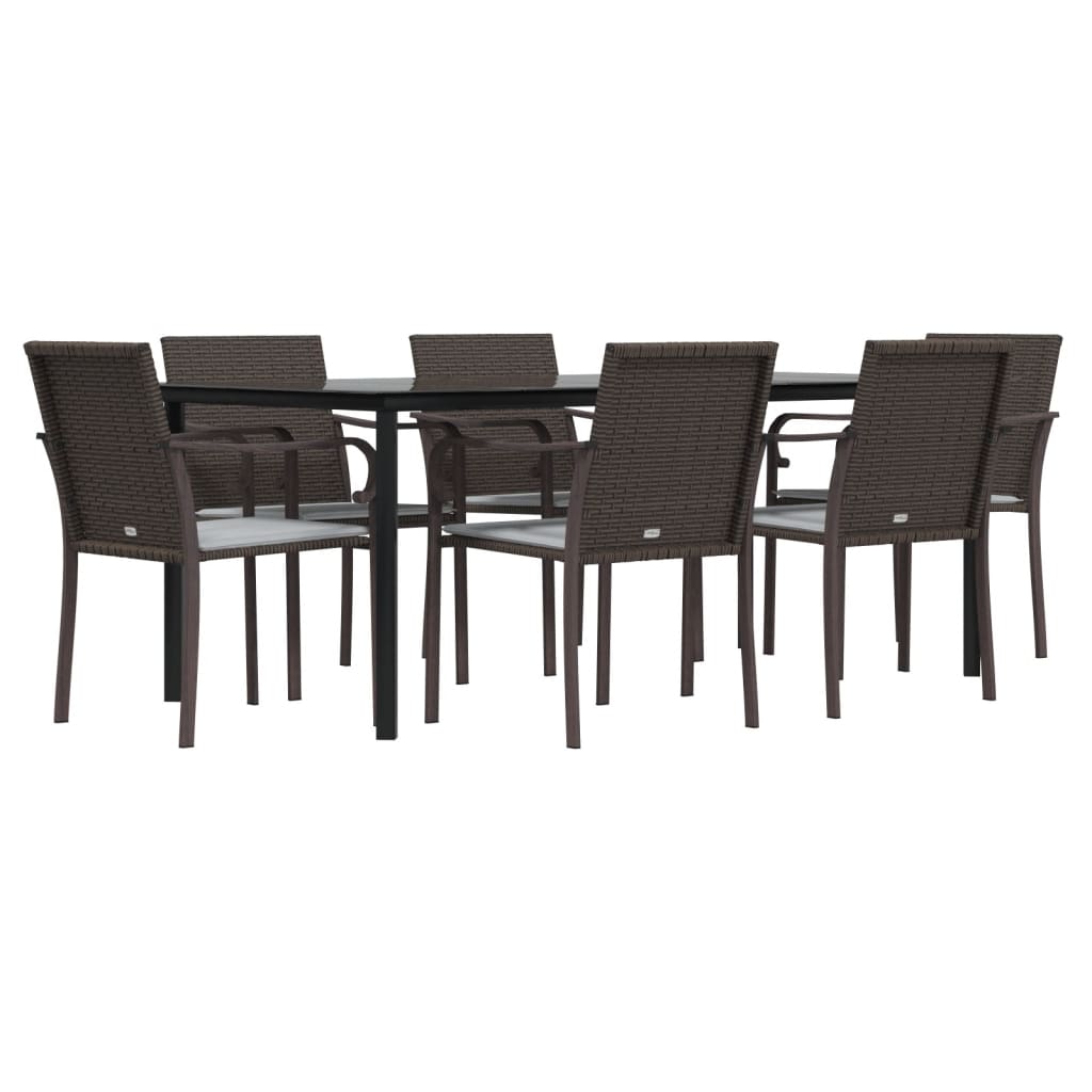 Set Pranzo da Giardino 7 pz con Cuscini in Polyrattan e Acciaio - homemem39