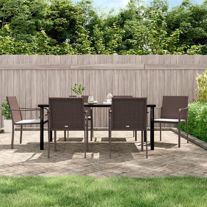 Set Pranzo da Giardino 7 pz con Cuscini in Polyrattan e Acciaio - homemem39