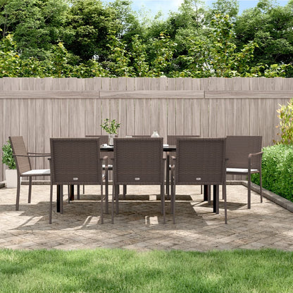 Set Pranzo da Giardino 9 pz con Cuscini in Polyrattan e Acciaio - homemem39