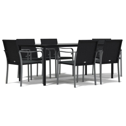 Set Pranzo da Giardino 7 pz con Cuscini in Polyrattan e Acciaio - homemem39