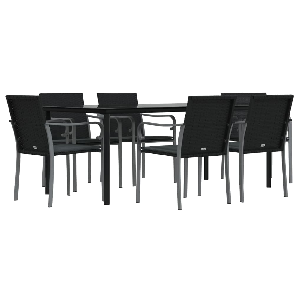 Set Pranzo da Giardino 7 pz con Cuscini in Polyrattan e Acciaio - homemem39