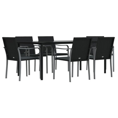 Set Pranzo da Giardino 7 pz con Cuscini in Polyrattan e Acciaio - homemem39