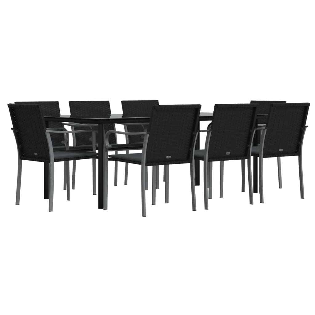 Set Pranzo da Giardino 9 pz con Cuscini in Polyrattan e Acciaio - homemem39