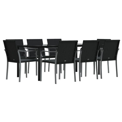 Set Pranzo da Giardino 9 pz con Cuscini in Polyrattan e Acciaio - homemem39