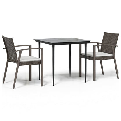 Set Pranzo da Giardino 3pz con Cuscini in Polyrattan e Acciaio - homemem39