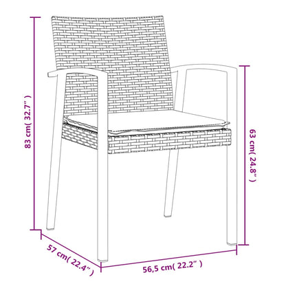 Set Pranzo da Giardino 3pz con Cuscini in Polyrattan e Acciaio - homemem39