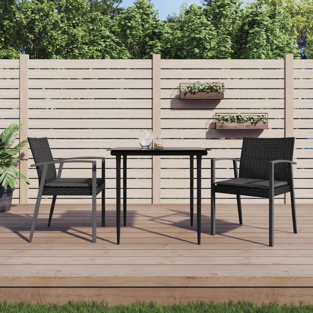 Set Pranzo da Giardino 3pz con Cuscini in Polyrattan e Acciaio - homemem39