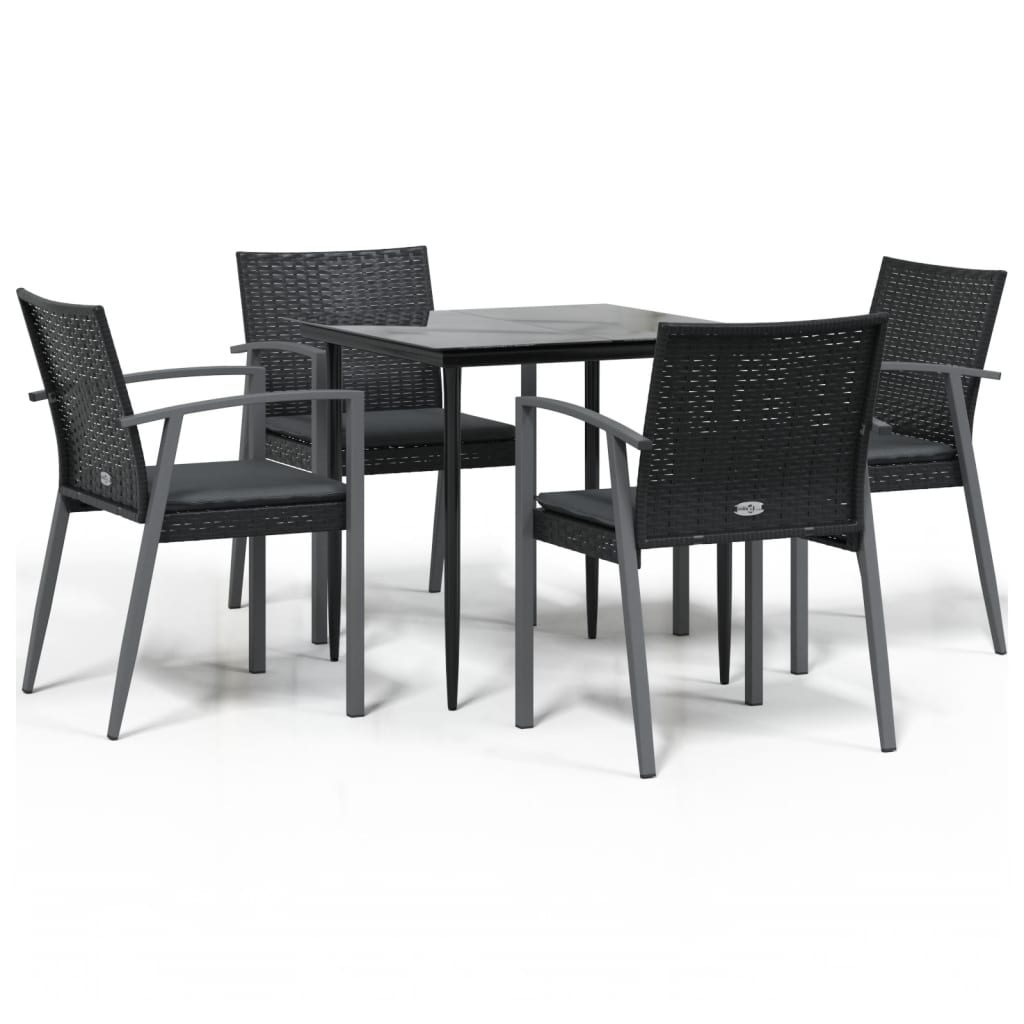 Set Pranzo da Giardino 5pz con Cuscini in Polyrattan e Acciaio - homemem39