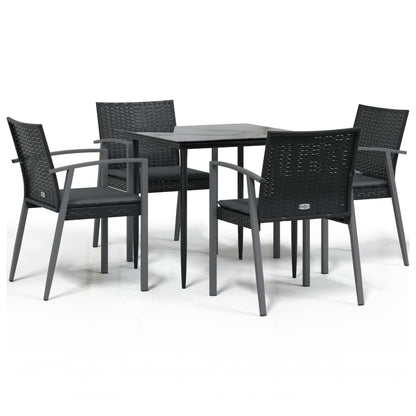 Set Pranzo da Giardino 5pz con Cuscini in Polyrattan e Acciaio - homemem39