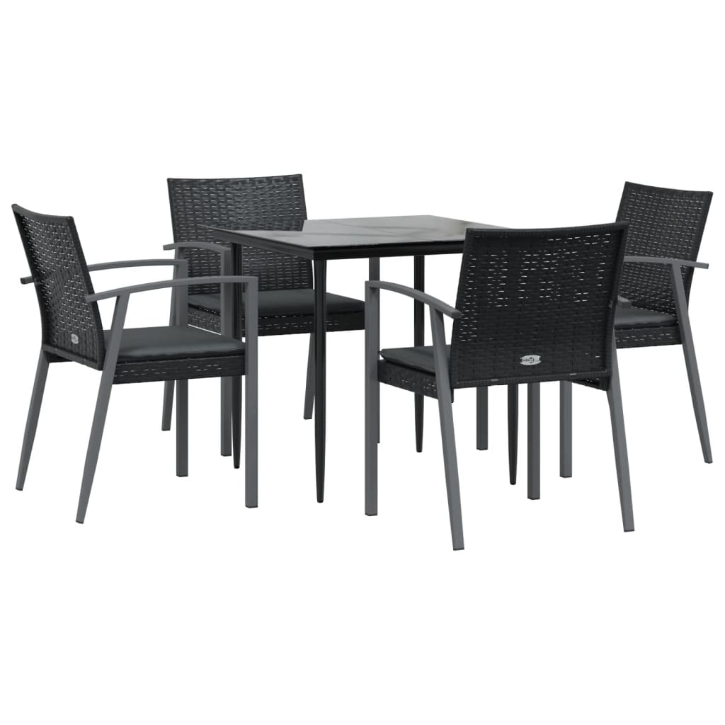 Set Pranzo da Giardino 5pz con Cuscini in Polyrattan e Acciaio - homemem39