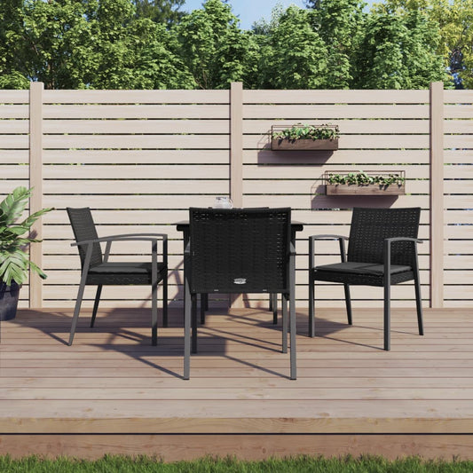 Set Pranzo da Giardino 5pz con Cuscini in Polyrattan e Acciaio - homemem39