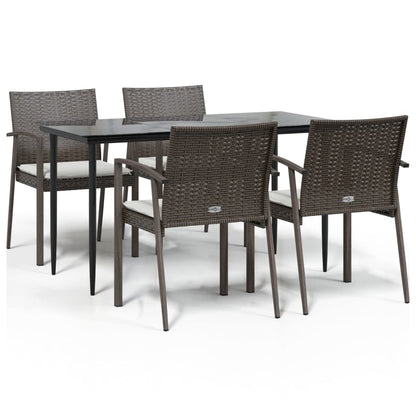Set Pranzo da Giardino 5pz con Cuscini in Polyrattan e Acciaio - homemem39