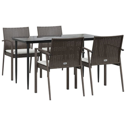 Set Pranzo da Giardino 5pz con Cuscini in Polyrattan e Acciaio - homemem39