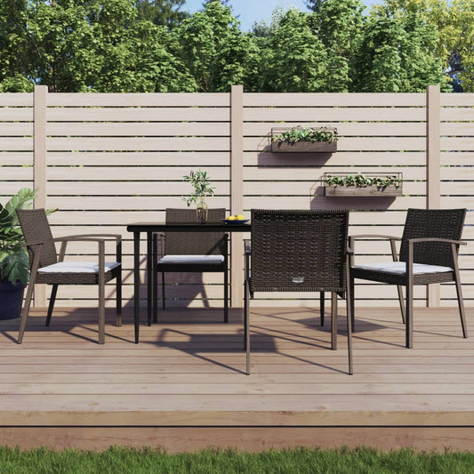Set Pranzo da Giardino 5pz con Cuscini in Polyrattan e Acciaio - homemem39