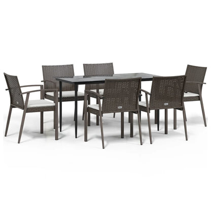 Set Pranzo da Giardino 7 pz con Cuscini in Polyrattan e Acciaio - homemem39