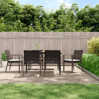 Set Pranzo da Giardino 7 pz con Cuscini in Polyrattan e Acciaio - homemem39