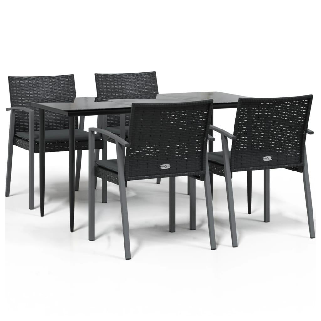 Set Pranzo da Giardino 5pz con Cuscini in Polyrattan e Acciaio - homemem39