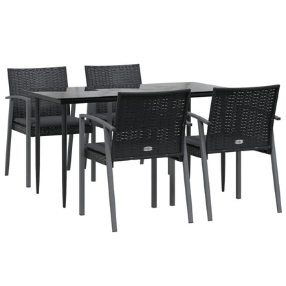 Set Pranzo da Giardino 5pz con Cuscini in Polyrattan e Acciaio - homemem39