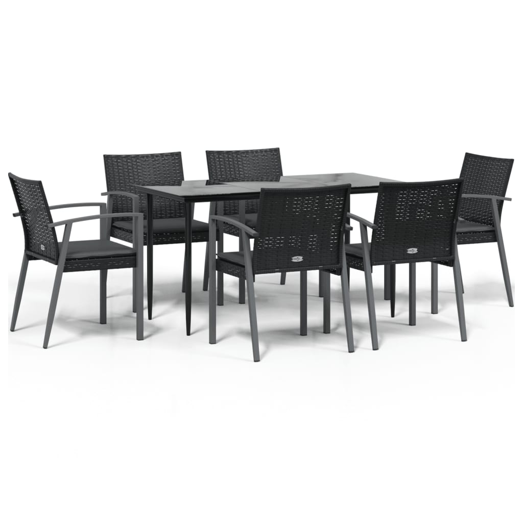 Set Pranzo da Giardino 7 pz con Cuscini in Polyrattan e Acciaio - homemem39