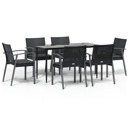 Set Pranzo da Giardino 7 pz con Cuscini in Polyrattan e Acciaio - homemem39