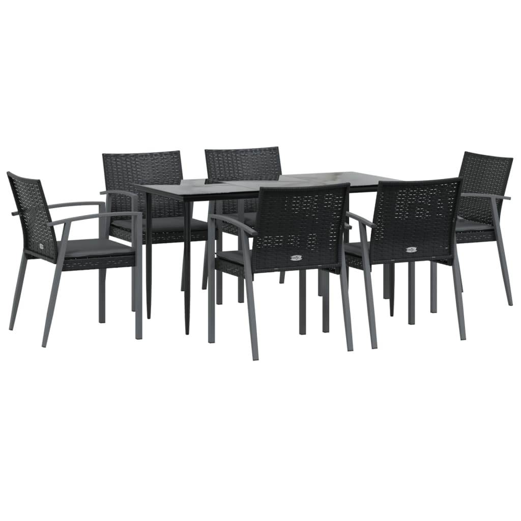 Set Pranzo da Giardino 7 pz con Cuscini in Polyrattan e Acciaio - homemem39