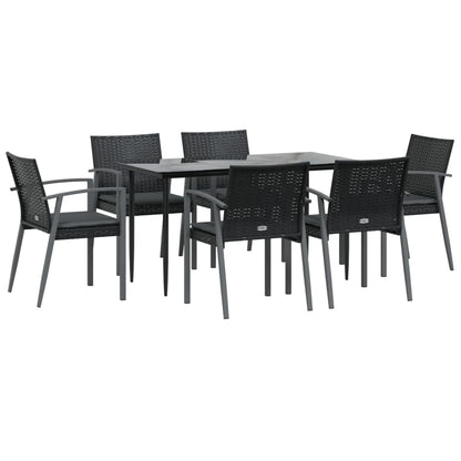 Set Pranzo da Giardino 7 pz con Cuscini in Polyrattan e Acciaio - homemem39