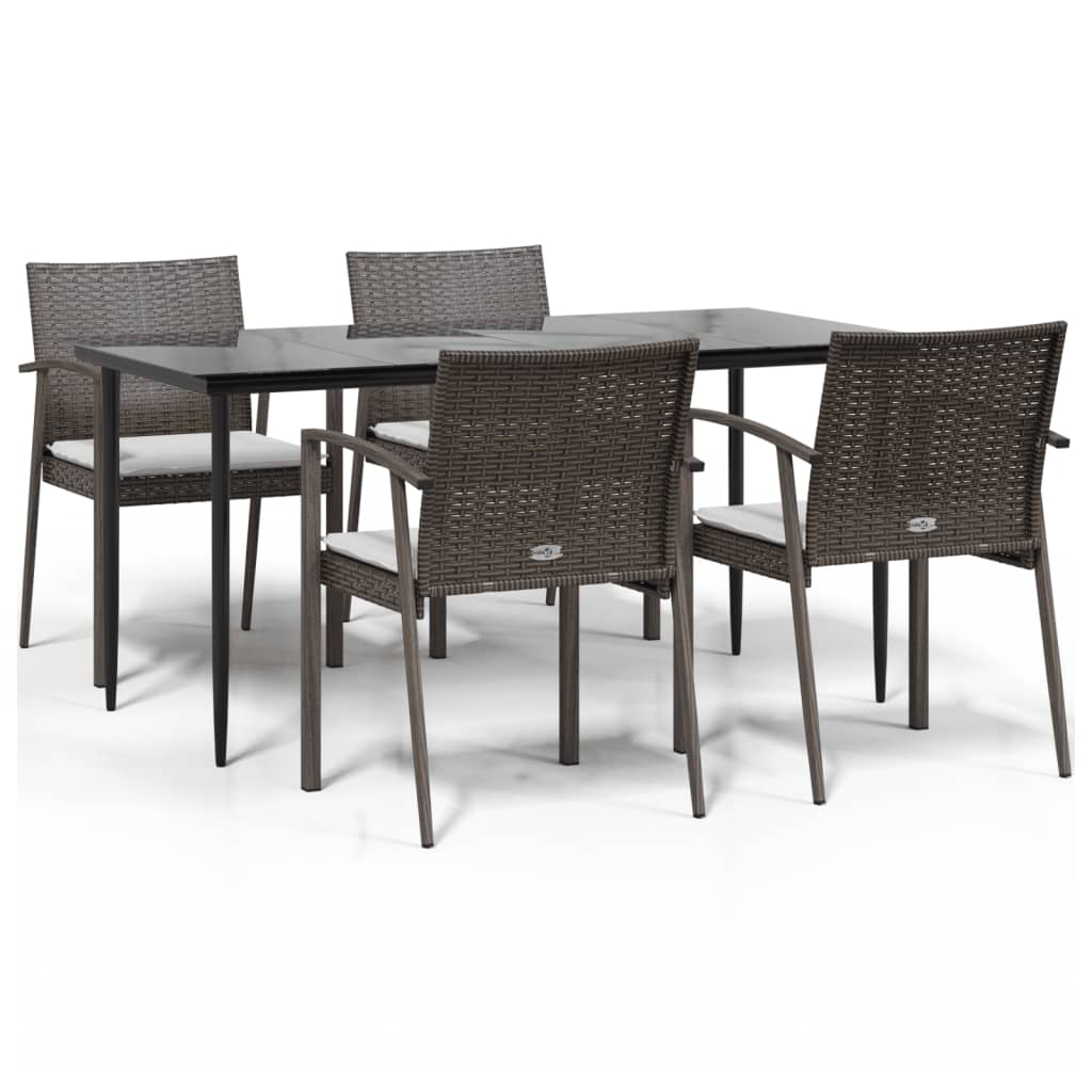 Set Pranzo da Giardino 5pz con Cuscini in Polyrattan e Acciaio - homemem39