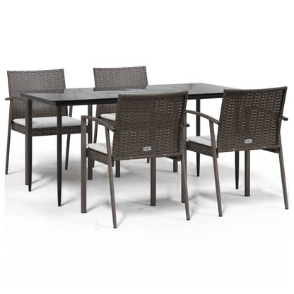 Set Pranzo da Giardino 5pz con Cuscini in Polyrattan e Acciaio - homemem39