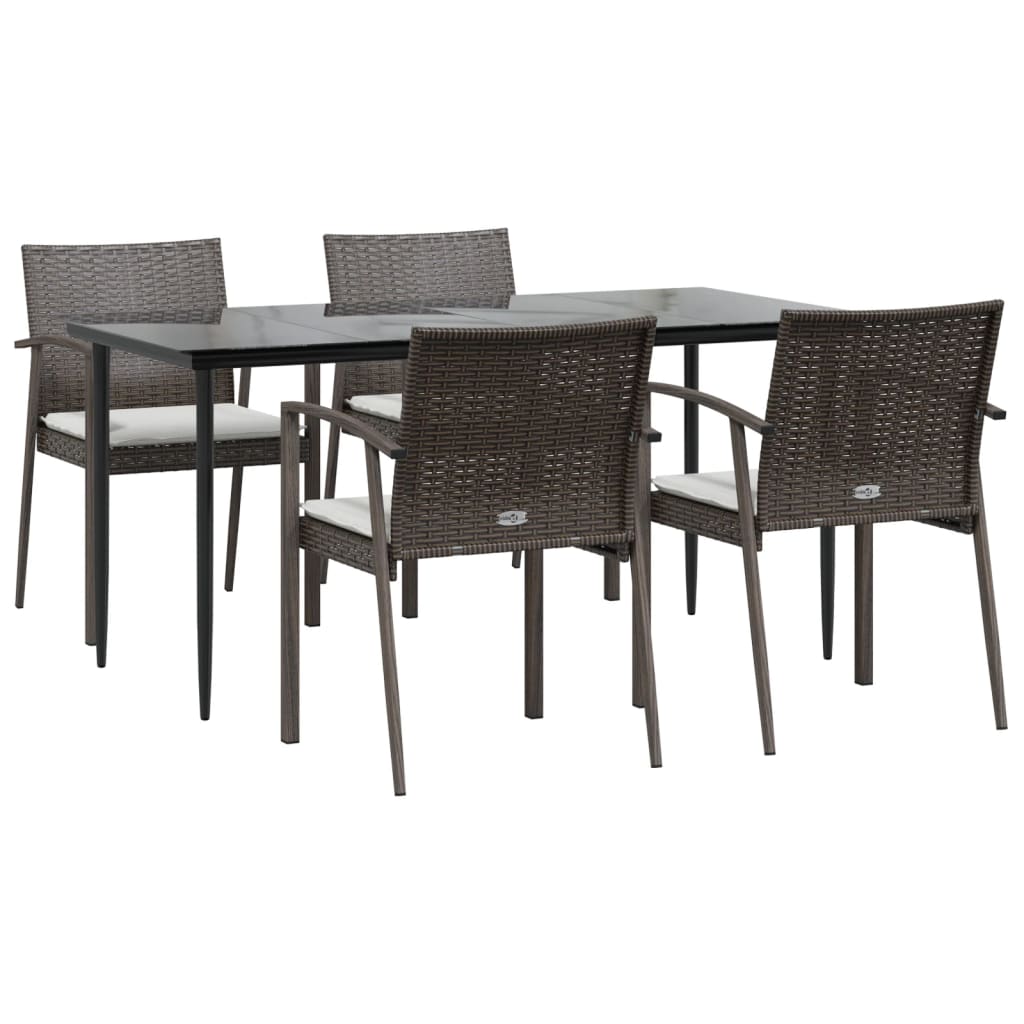 Set Pranzo da Giardino 5pz con Cuscini in Polyrattan e Acciaio - homemem39