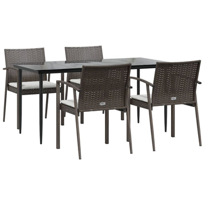 Set Pranzo da Giardino 5pz con Cuscini in Polyrattan e Acciaio - homemem39