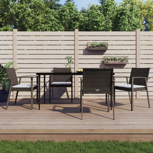 Set Pranzo da Giardino 5pz con Cuscini in Polyrattan e Acciaio - homemem39