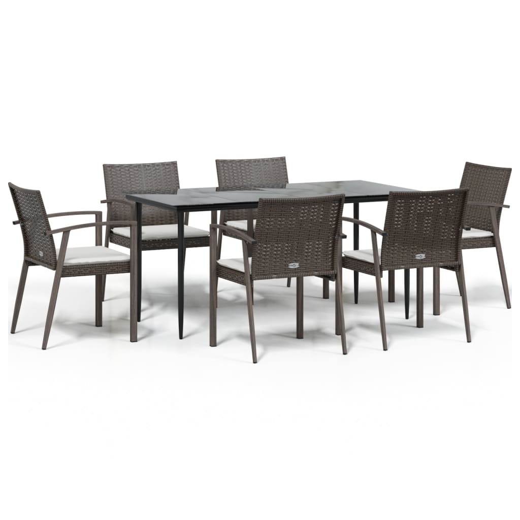 Set Pranzo da Giardino 7 pz con Cuscini in Polyrattan e Acciaio - homemem39
