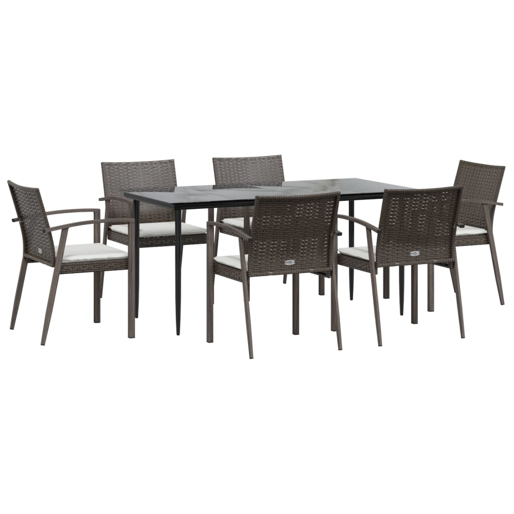 Set Pranzo da Giardino 7 pz con Cuscini in Polyrattan e Acciaio - homemem39