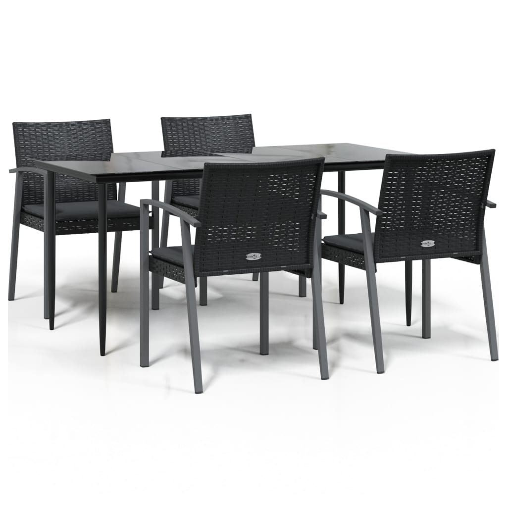 Set Pranzo da Giardino 5pz con Cuscini in Polyrattan e Acciaio - homemem39