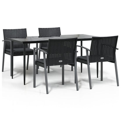 Set Pranzo da Giardino 5pz con Cuscini in Polyrattan e Acciaio - homemem39